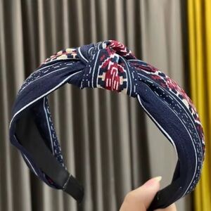 Navy Santa Fe Headband with Topknot
